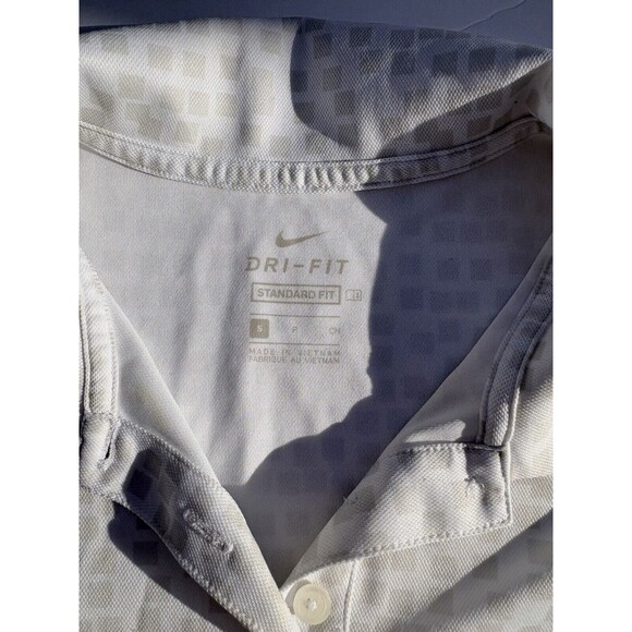Nike Golf Womens Dri-FIT Polo Shirt Grid Print Square Geometric Top White Size S - Picture 3 of 4